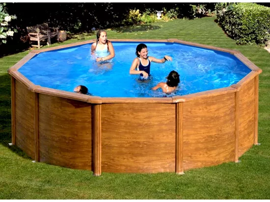 Piscine acier aspect bois Sicilia ronde 3,20 x 1,22 m - Gré