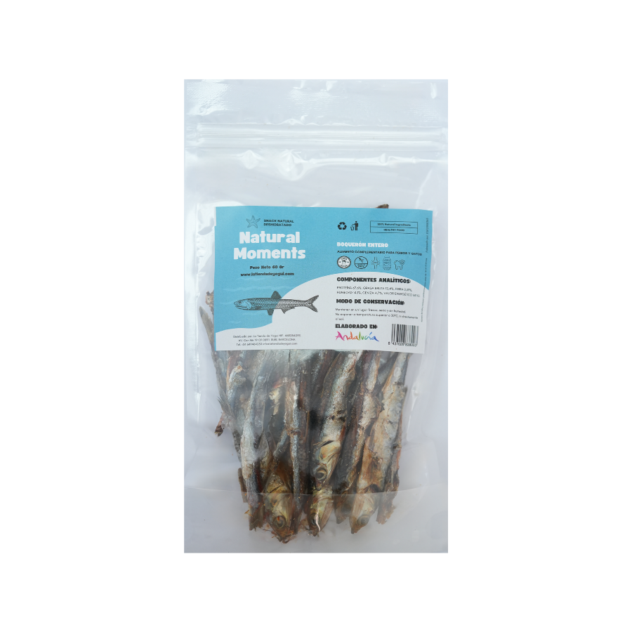 Petisco de anchova desidratada Natural Moments para animais de estimação