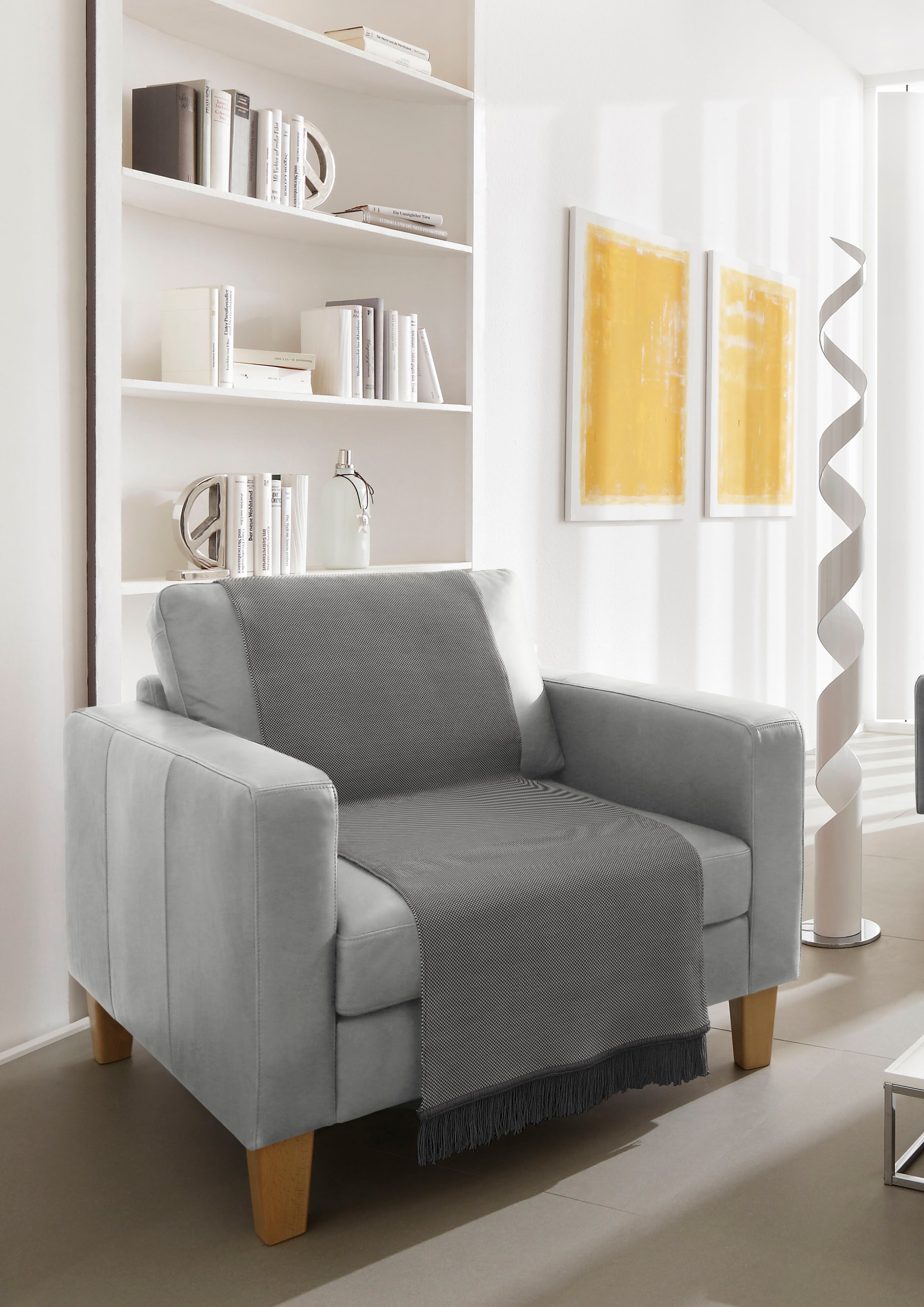 Biederlack Sesselschoner »Cotton Cover Salt & Pepper« mit Fransen