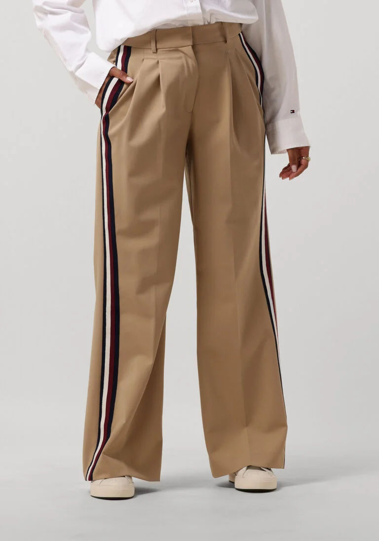TOMMY HILFIGER beige tommy hilfiger wijde broek wide leg pleated pant