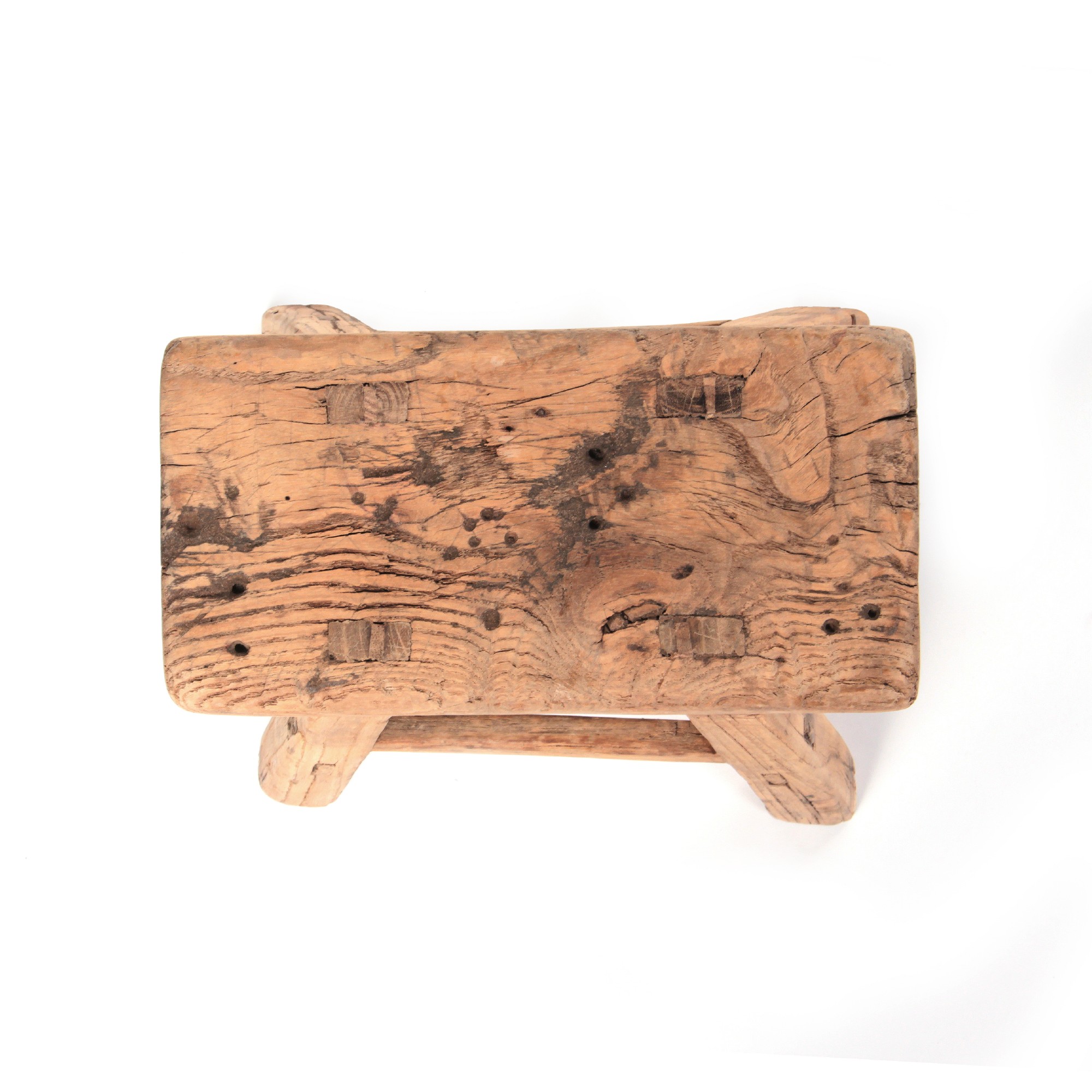 Antiker Holzschemel, natur, B 28 cm, H 21 cm, L 12 cm von fischer's lagerhaus