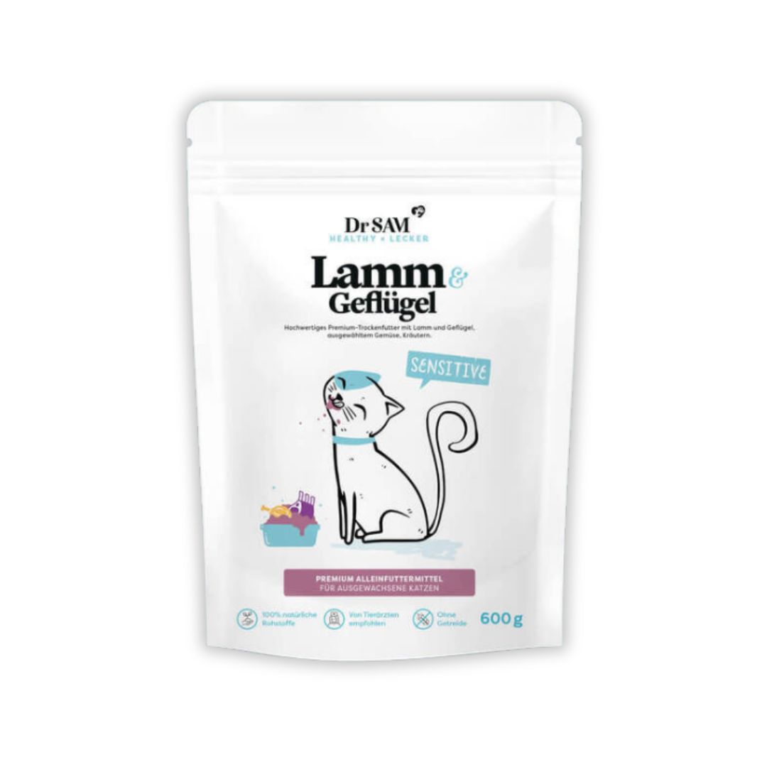 Dr. SAM Lamm mit Geflügel Trockenfutter für Katzen