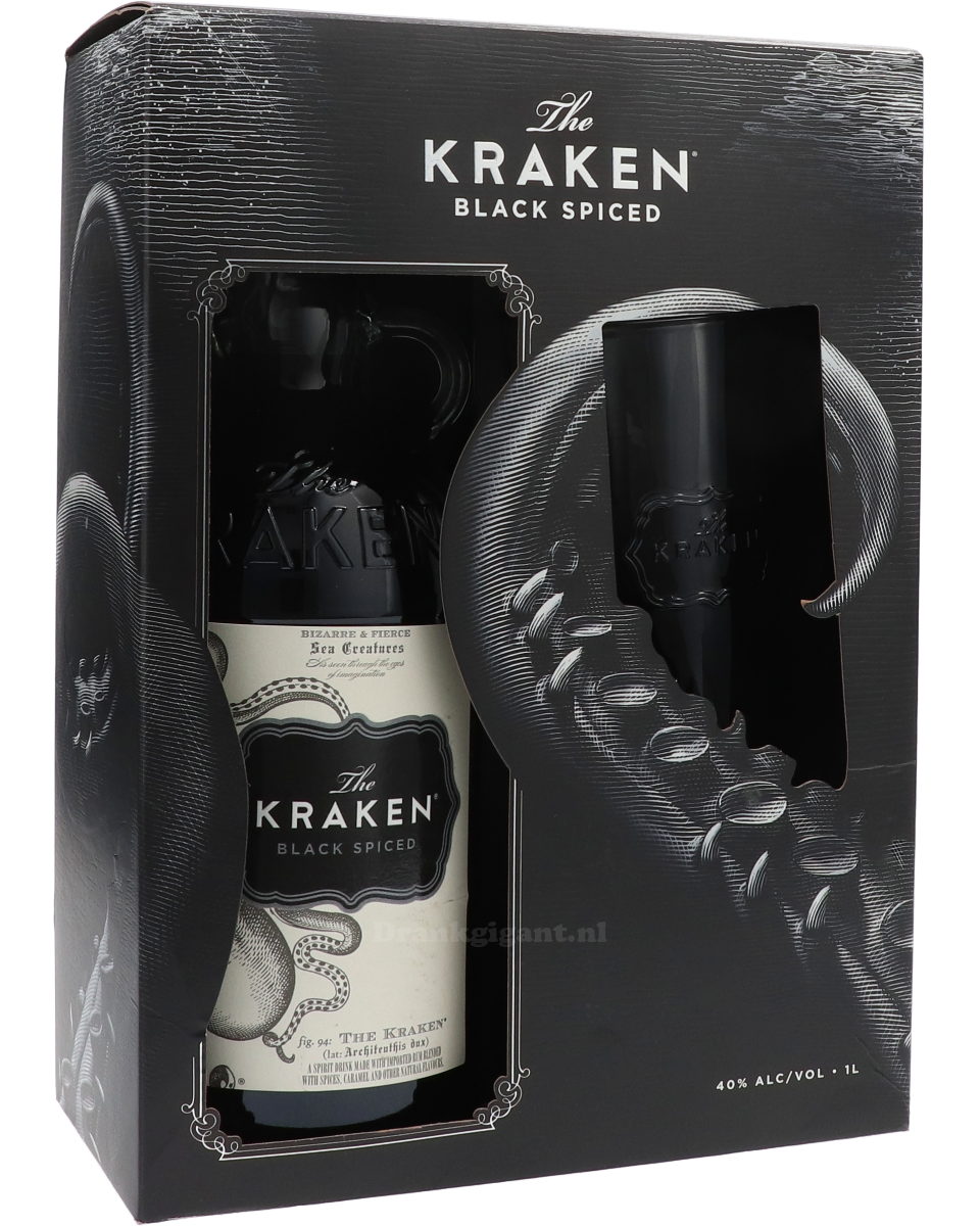 Kraken Black Spiced Cadeaupakket met Uniek Glas 100 cl