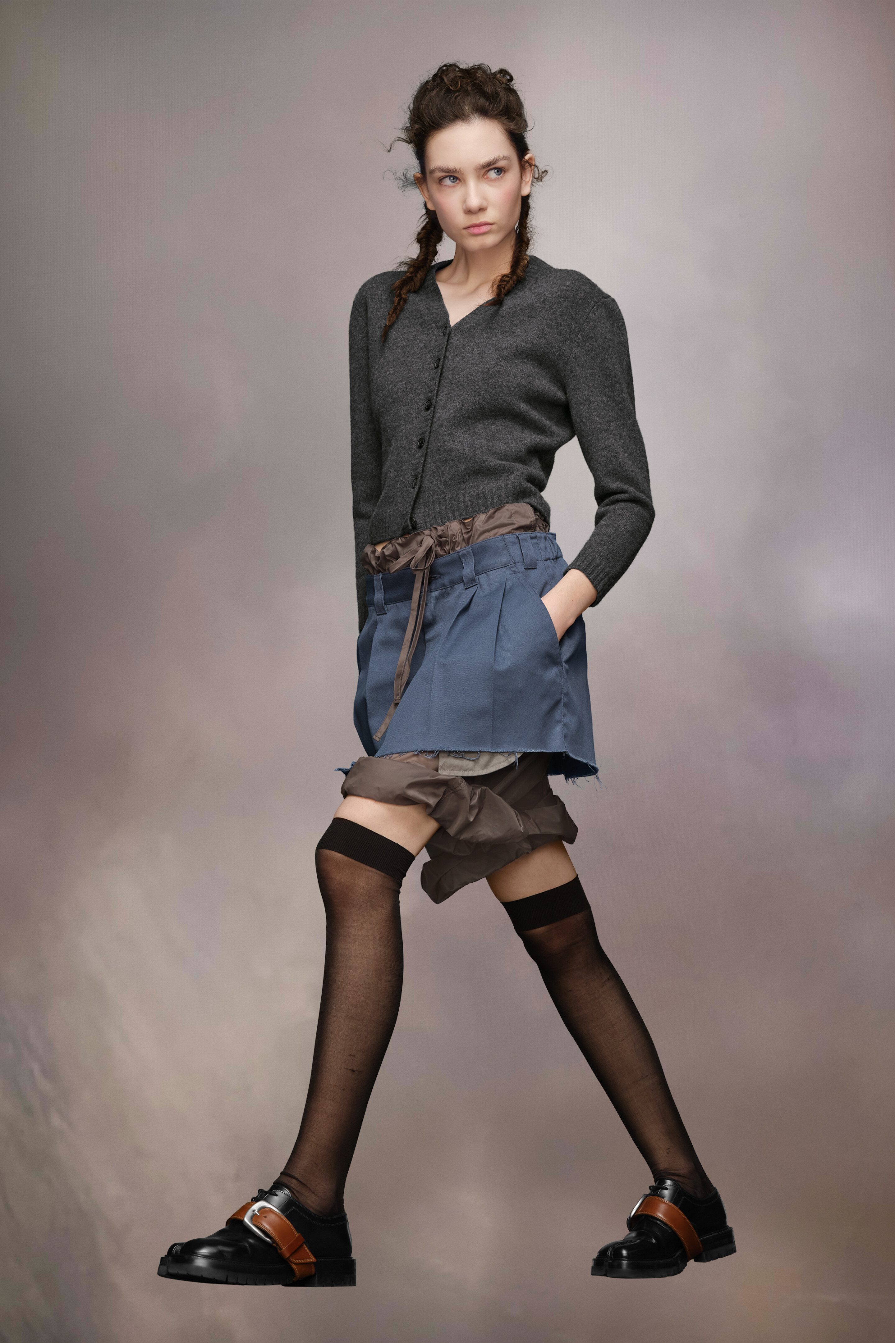 Cardigan en laine d'agneau lavée Charbon