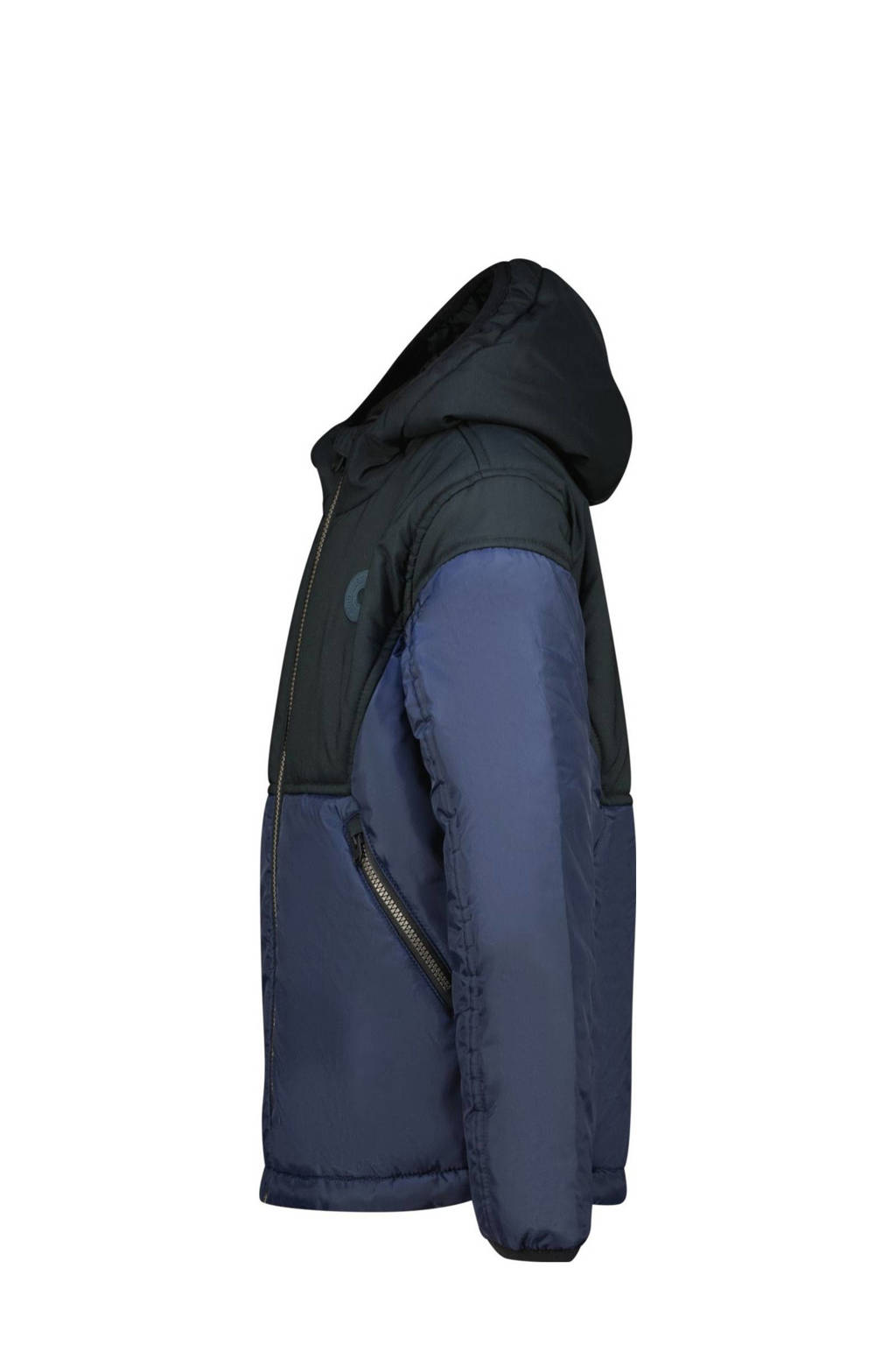 Vingino gewatteerde winterjas Tate donkerblauw/zwart
