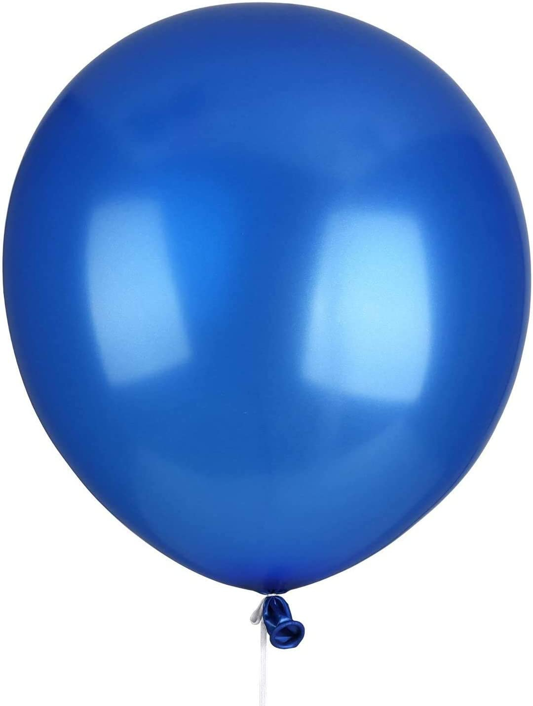 (12er Set) Party Ballons Latex Metallic Luftballons - Blau / Weiss