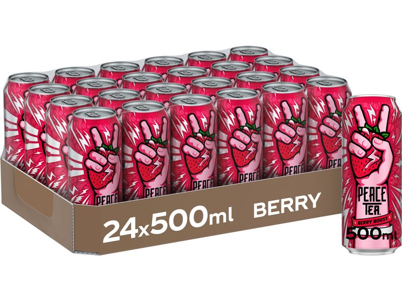 Peace Tea Berry Boost 24 x 0.5 l Koffeinhaltiges Schwarztee-Getränk mit Beerengeschmack und mit Yerba Mate