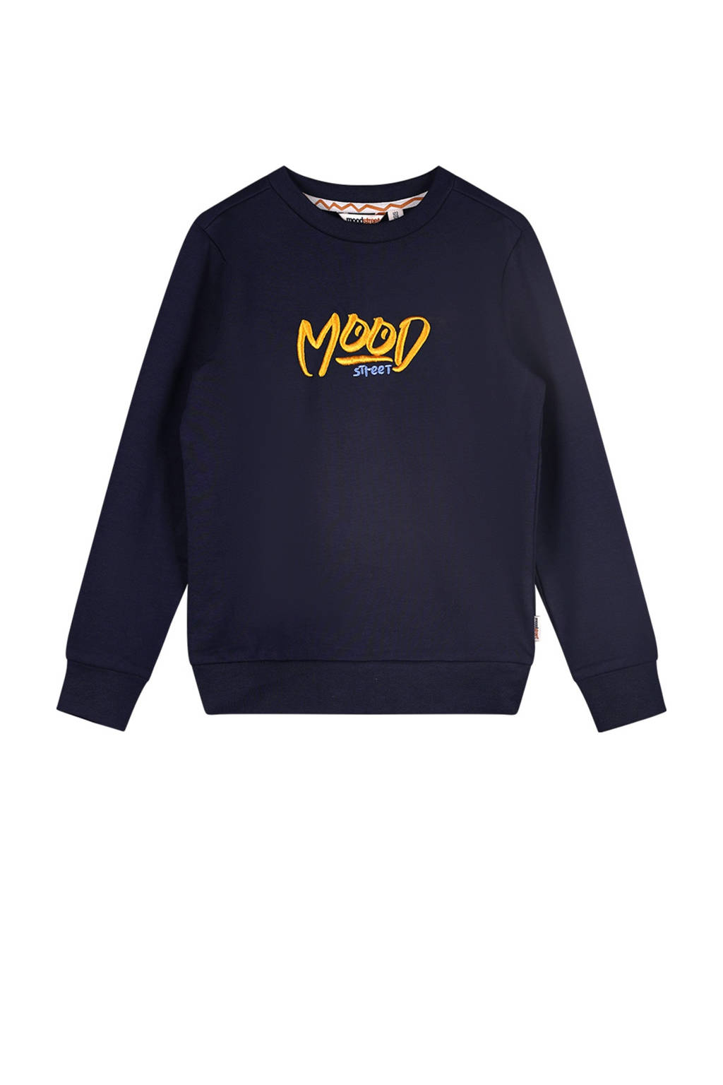 Moodstreet gebreide sweater Sev met printopdruk donkerblauw