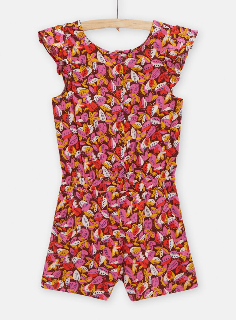 Combi-short ouvert au dos imprimé feuilles pour fille