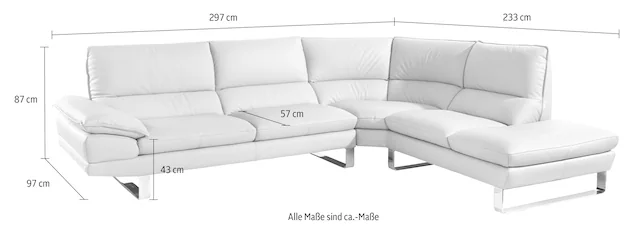 CALIA ITALIA Ecksofa »Dave, italienisches Designsofa mit erstklassigem Sitzkomfort, L-Form« mit tollen Lederbezügen