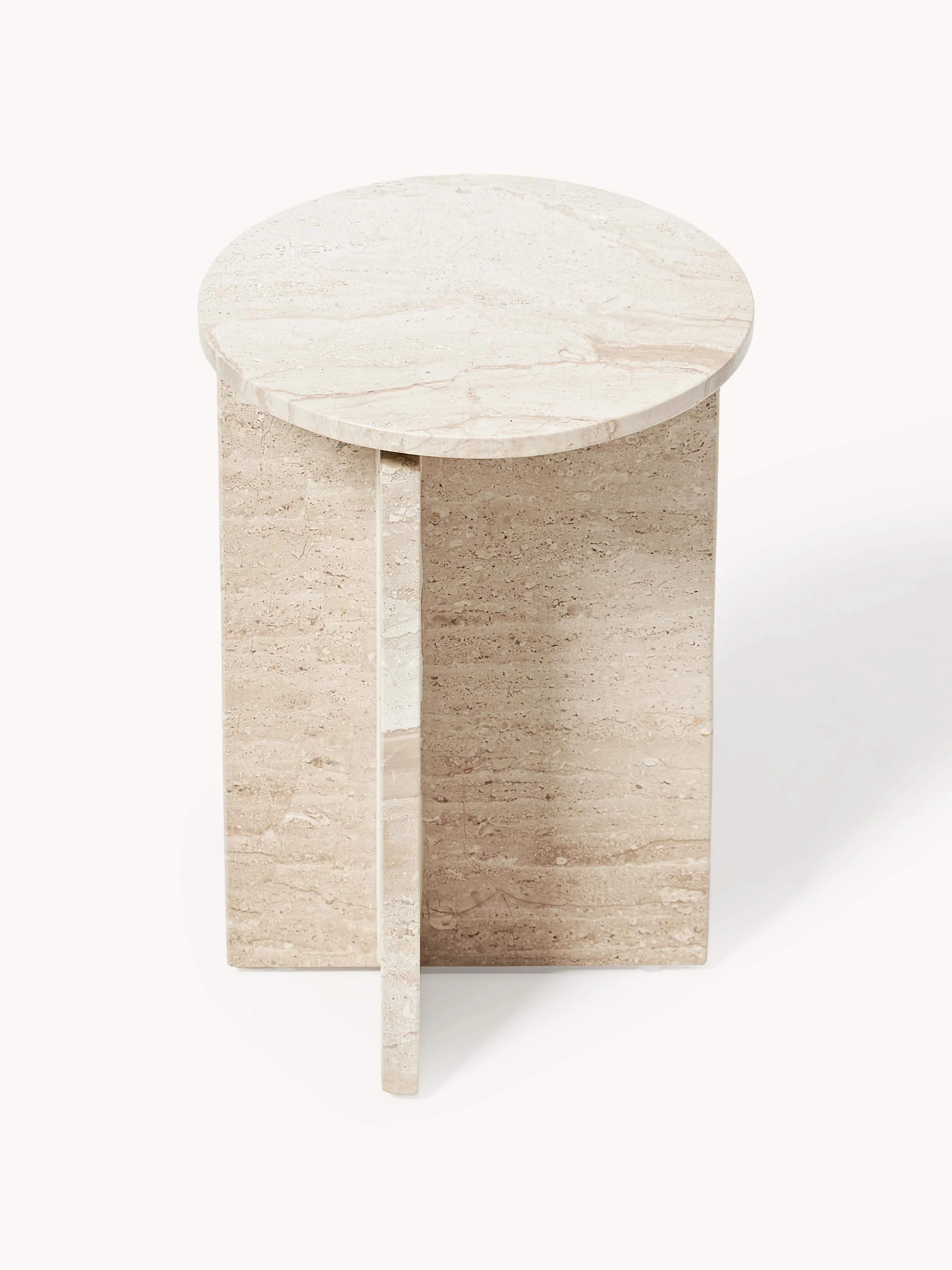 Ronde bijzettafel Marisa van travertijn