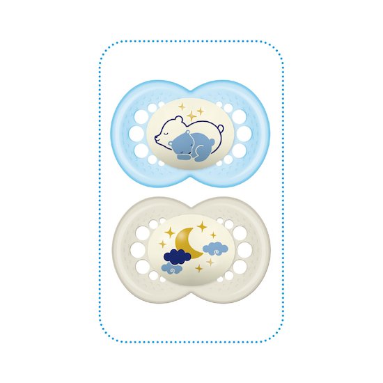 Lots de 2 sucettes Nuit 6m+ en silicone   Aléatoire        de               Mam