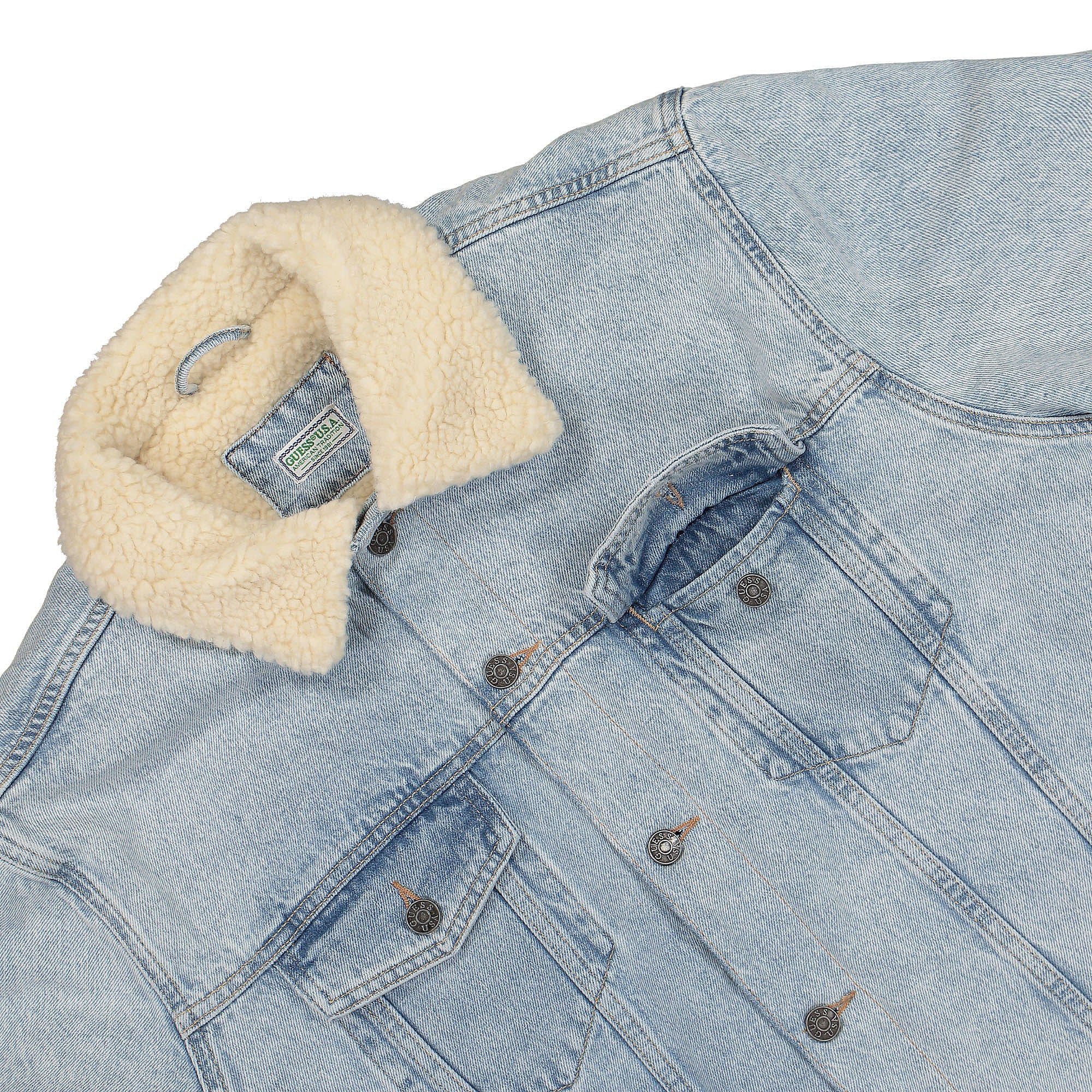 GUESS U.S.A.<br>Blue Denim Sherpa Jacket