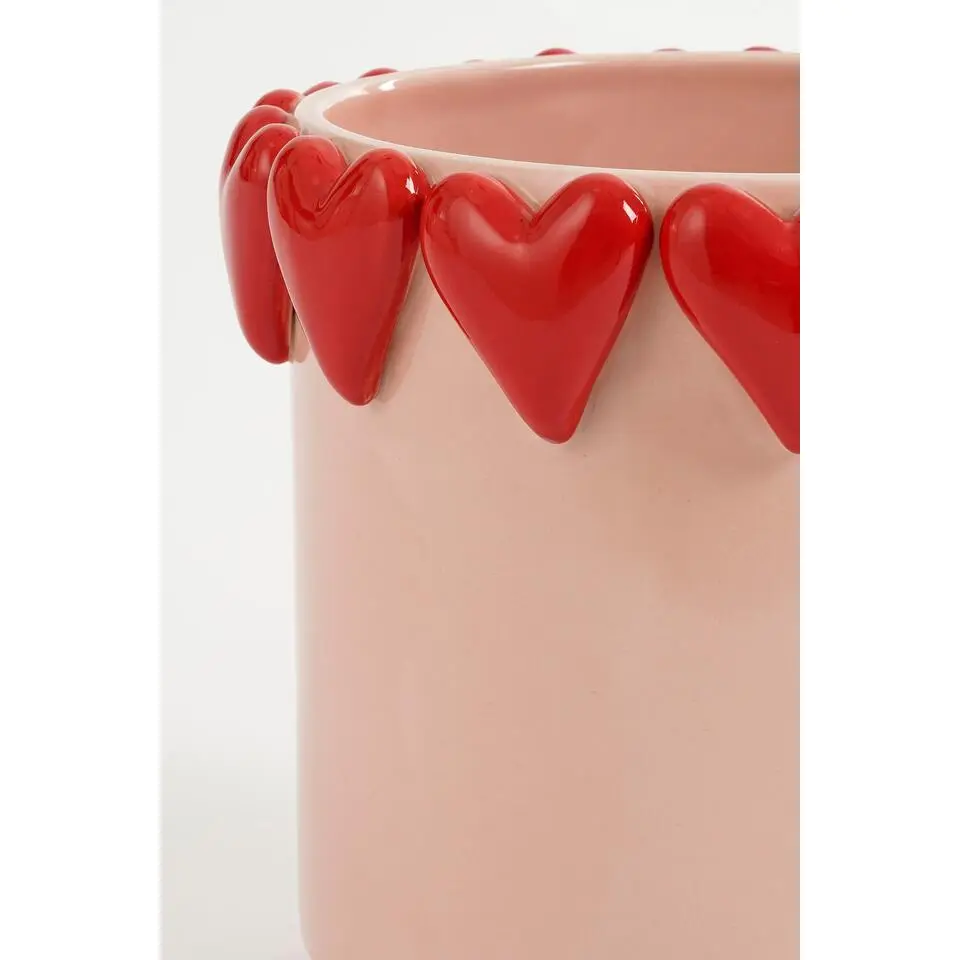 Mica Decorations Bloempot - H18 x Ø21 cm - Dolomiet - Roze, Rood