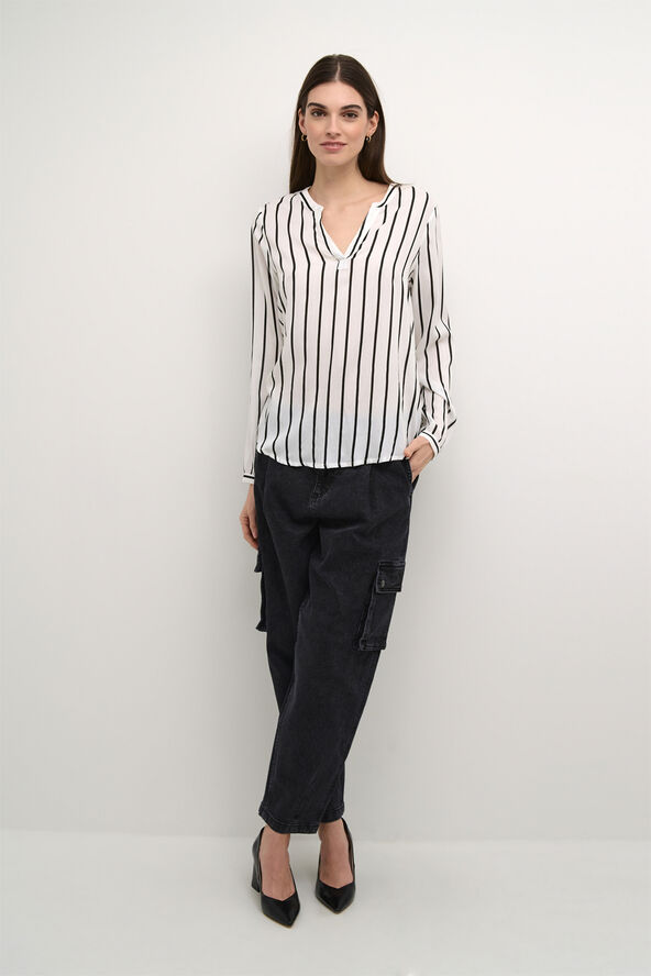 Kaffe KAbeathe Blouse Chalk/black stripe