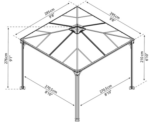 Gazebo Palram – Canopia Palermo 3000 295 x 295 cm antraciet