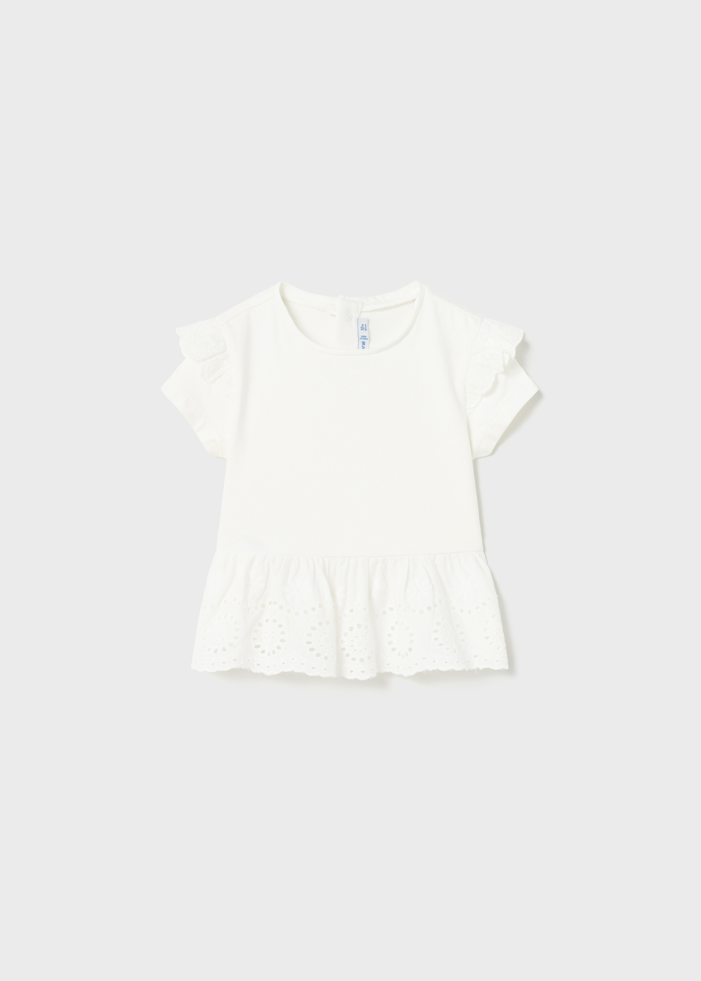 Camiseta com estampa perfurada feita de algodão sustentável para bebês