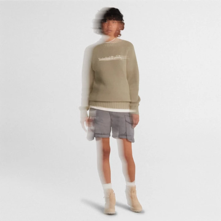 Suéter de tricô Timberland x A-COLD-WALL* Future73, unissex, na cor bege.