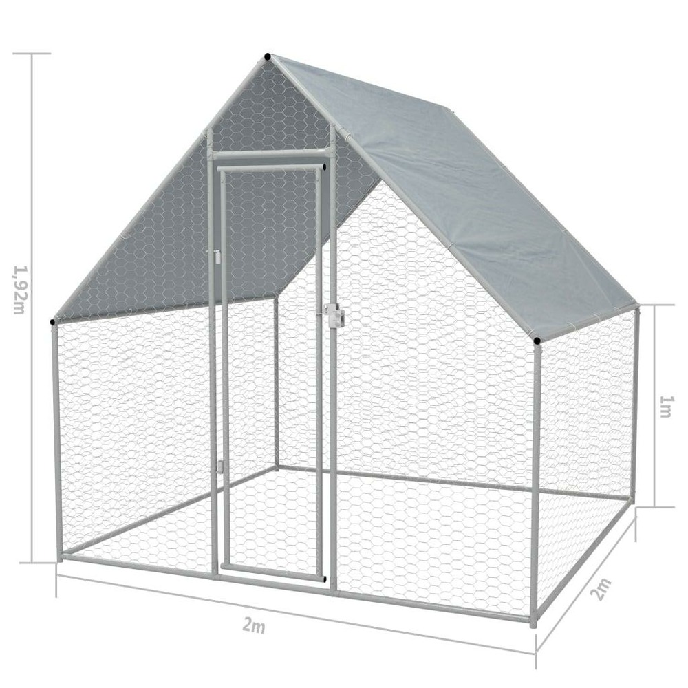 Cage extérieure pour poulets 2 x 2 x 1,92 m acier galvanisé
