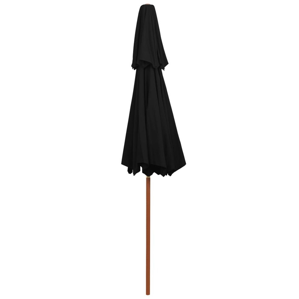 Parasol double avec mât en bois 270 cm noir