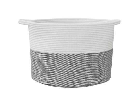 VIDAXL - Panier à linge gris et blanc ø55x36 cm coton