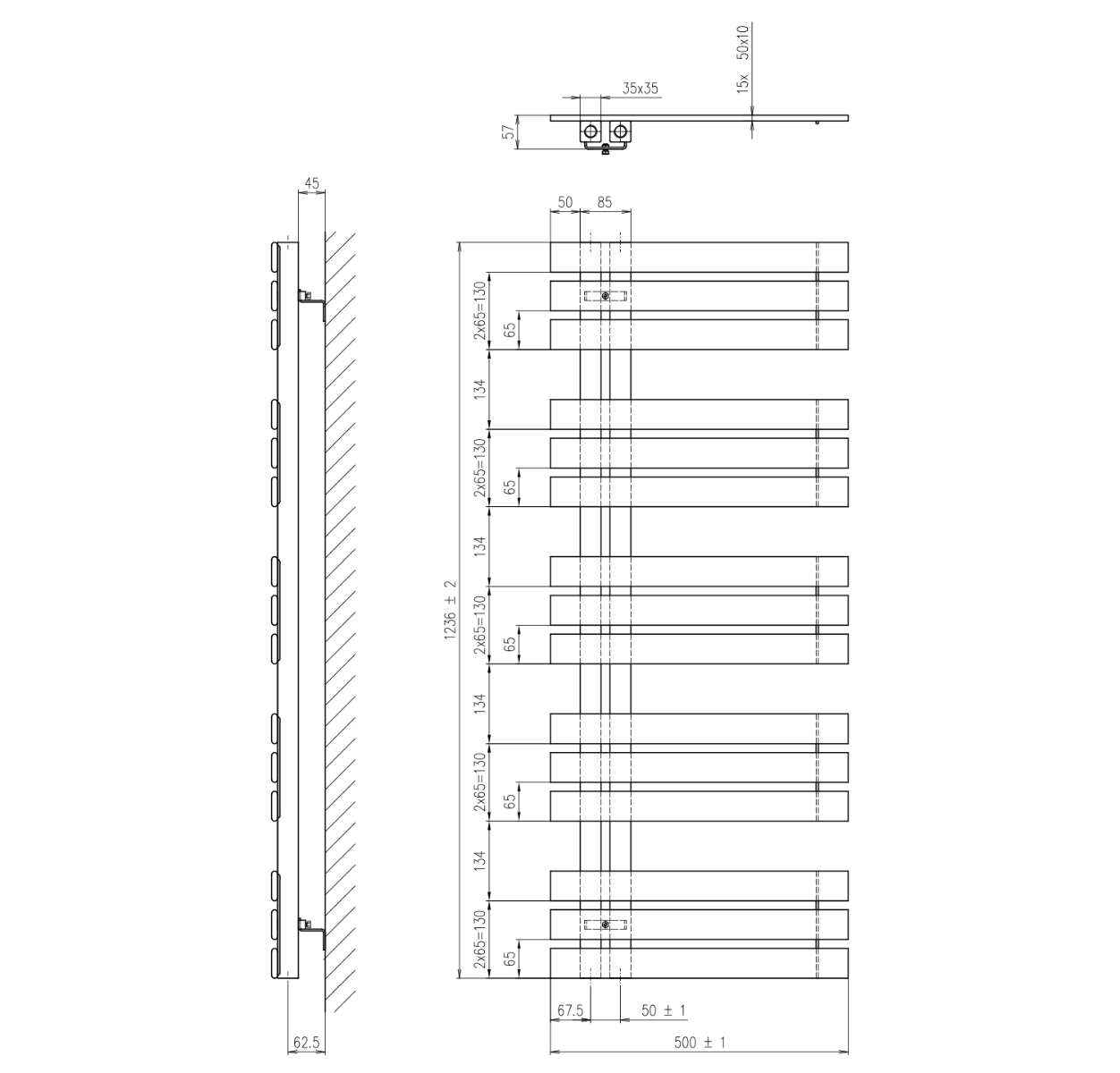 Sapho Silvana radiator olijfgroen 50x124cm 500W