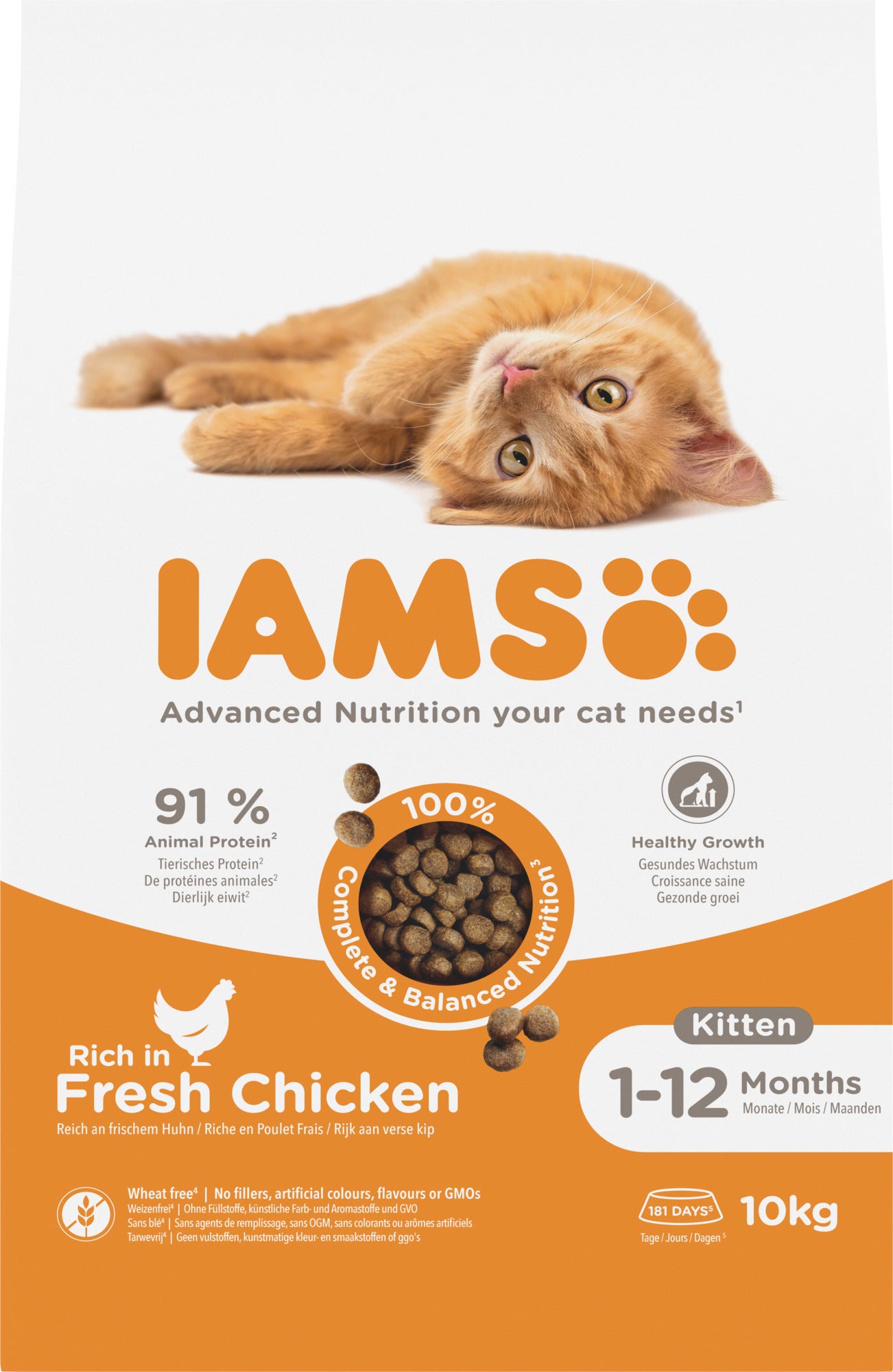 Iams for Vitality kattenvoer kitten kip 10 kg