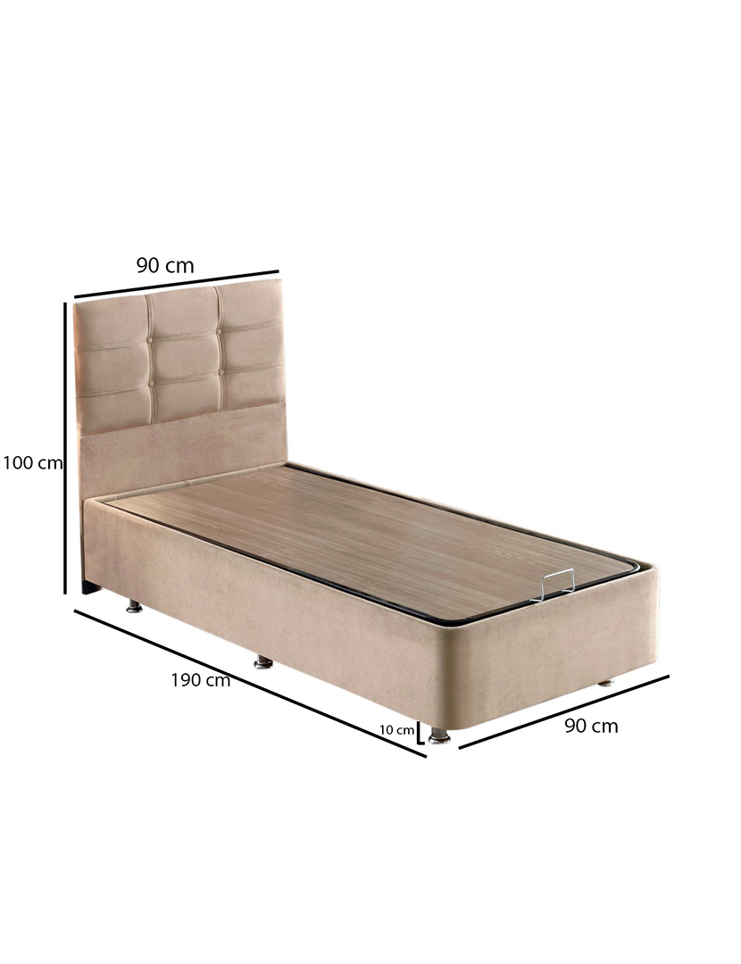 Bed base and headboard for single bed light brown