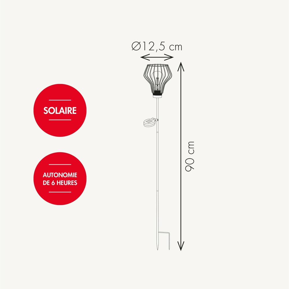 Piquet solaire loft - led blanche - à planter - en acier - extérieur - chromex