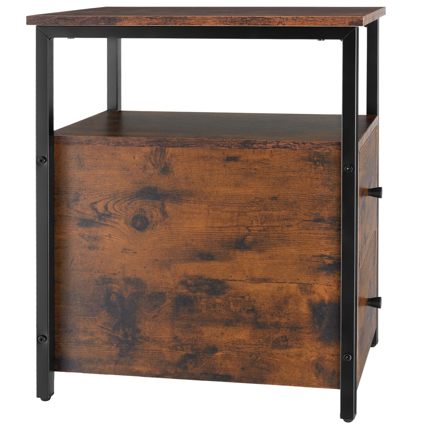 tectake® Nachttisch, Industrial Style, 2 Ablagen und 2 Schubladen, 30 x 49,5 x 61,5 cm