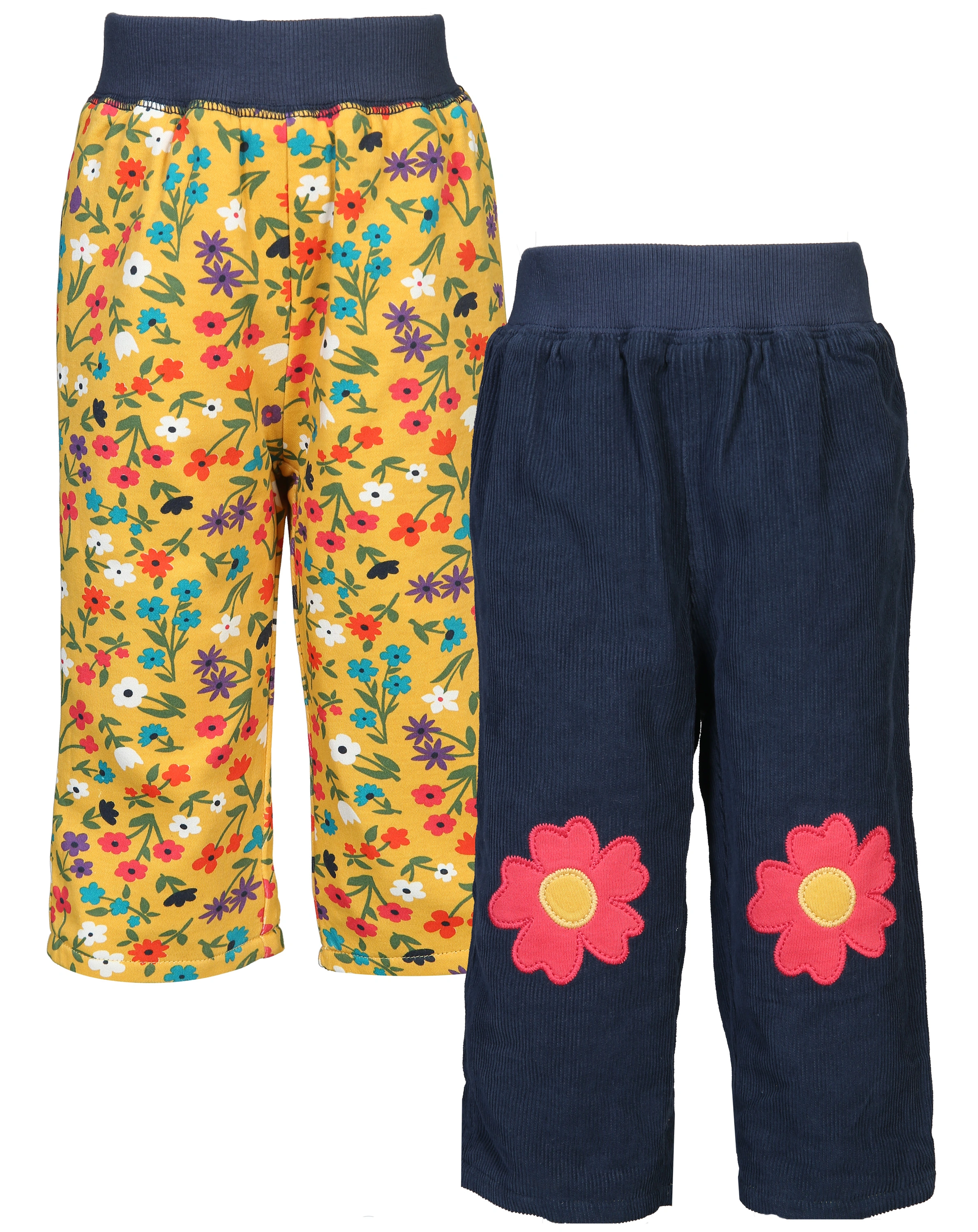 Cordhose WILD FLOWERS zum Wenden in blue