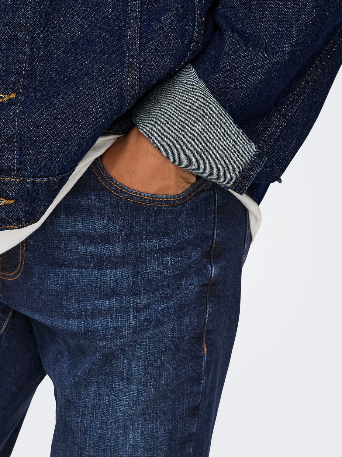 ONSLOOM Mittlere Taille Slim Fit Jeans Dark Blue Denim