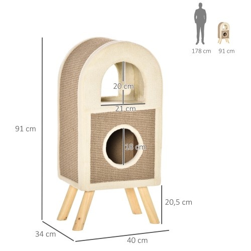 Arranhador para Gatos PawHut, Caverna de Sisal, Cor Café