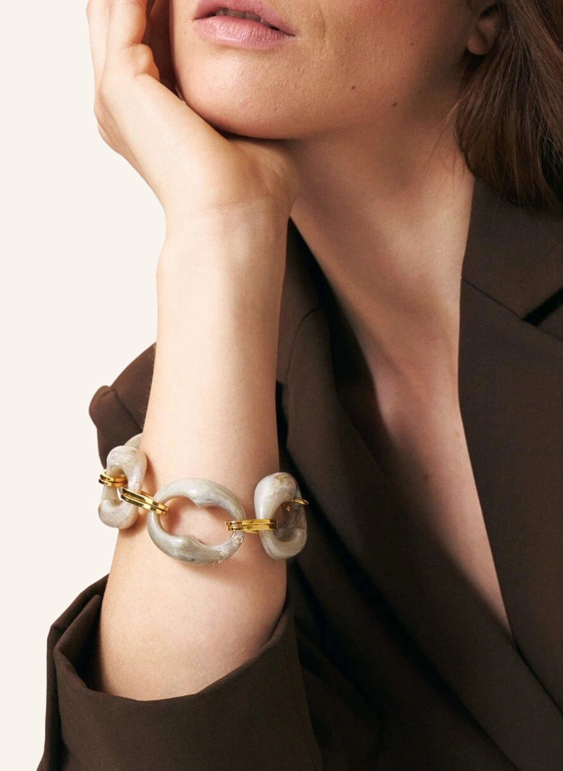 VANESSA BARONI Armband TURTLE BRACELET SNOW GREEN MARBLE by GLAMBOU