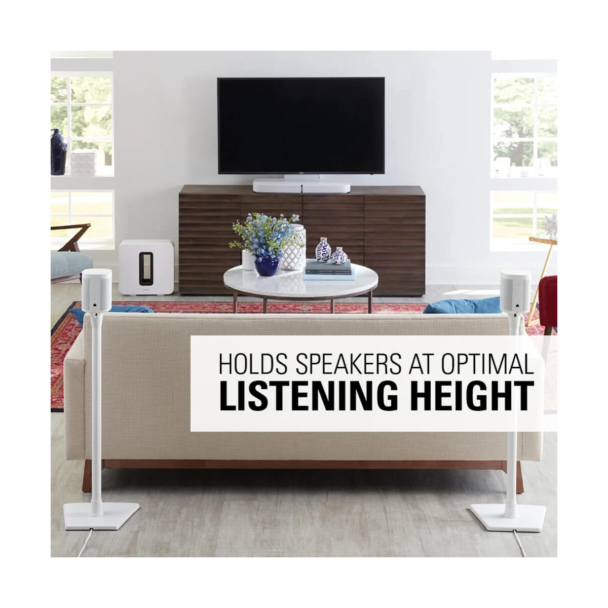 SANUS Gulvstativ for Sonos One SL Play:1 Play:3 Singel Hvit