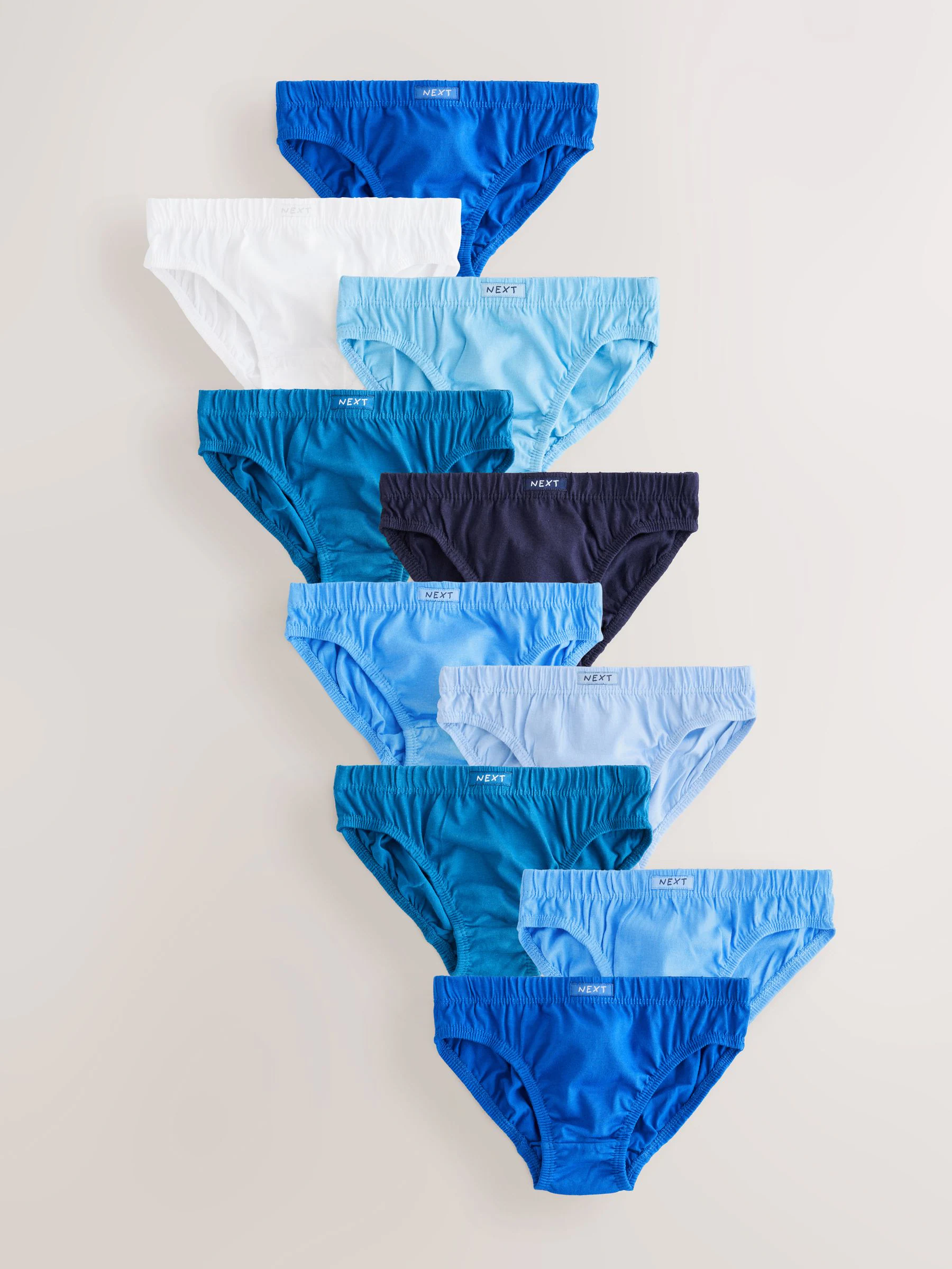 Tonaal blauw - 100% katoenen slip verpakking van 10 (1,5 - 16 jr)