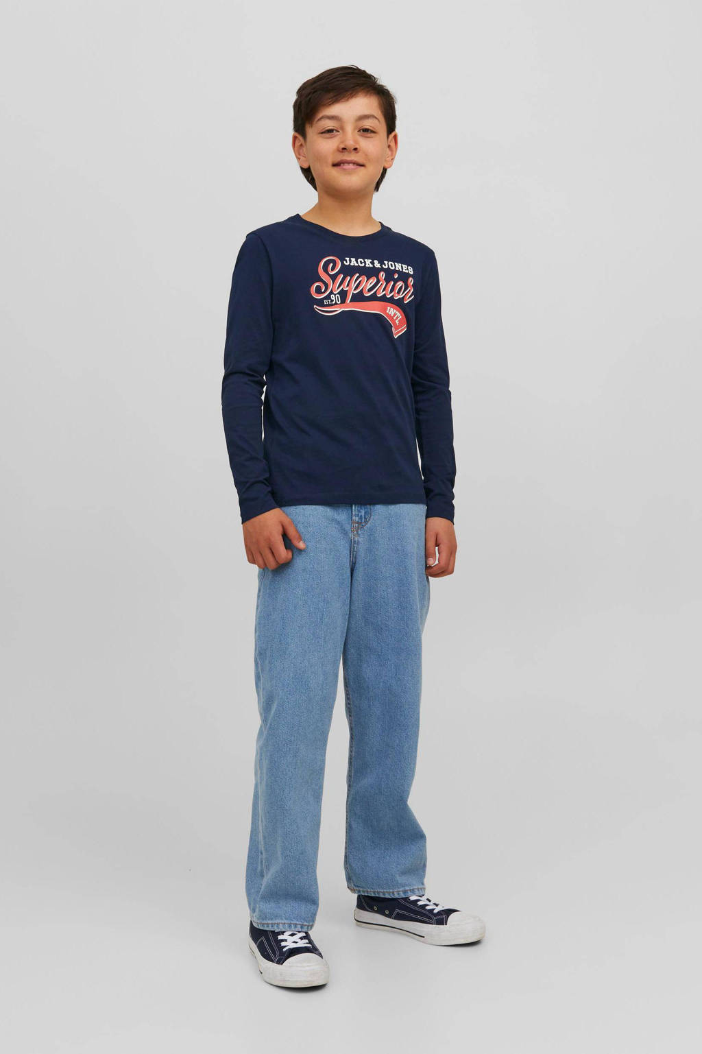 JACK & JONES longsleeve JJELOGO van katoen donkerblauw