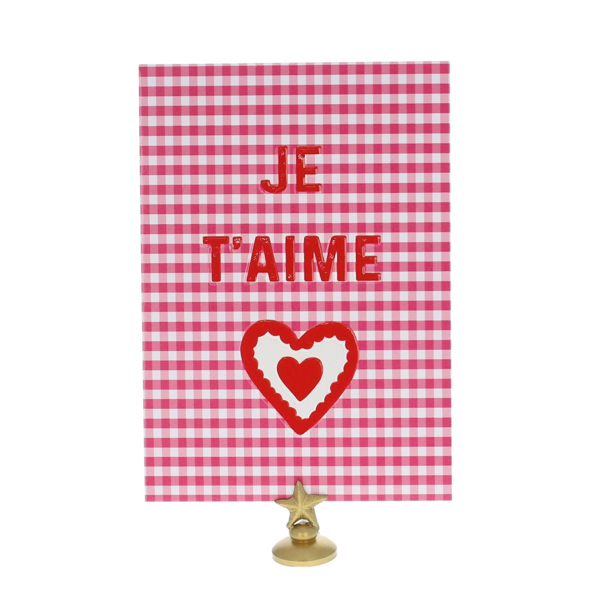 Carte je t'aime vichy rose Le petit Souk