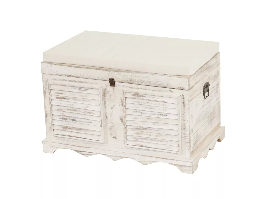 Coffre en bois H356, blanc