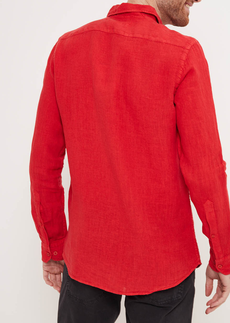 MCS Chemise droite 100% Lin unie rouge