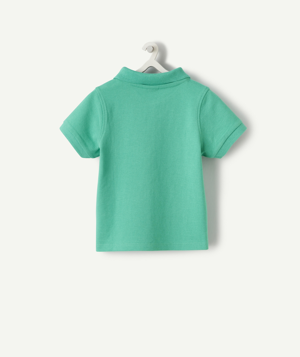 polo manches courtes bébé garçon en coton bio vert brodé