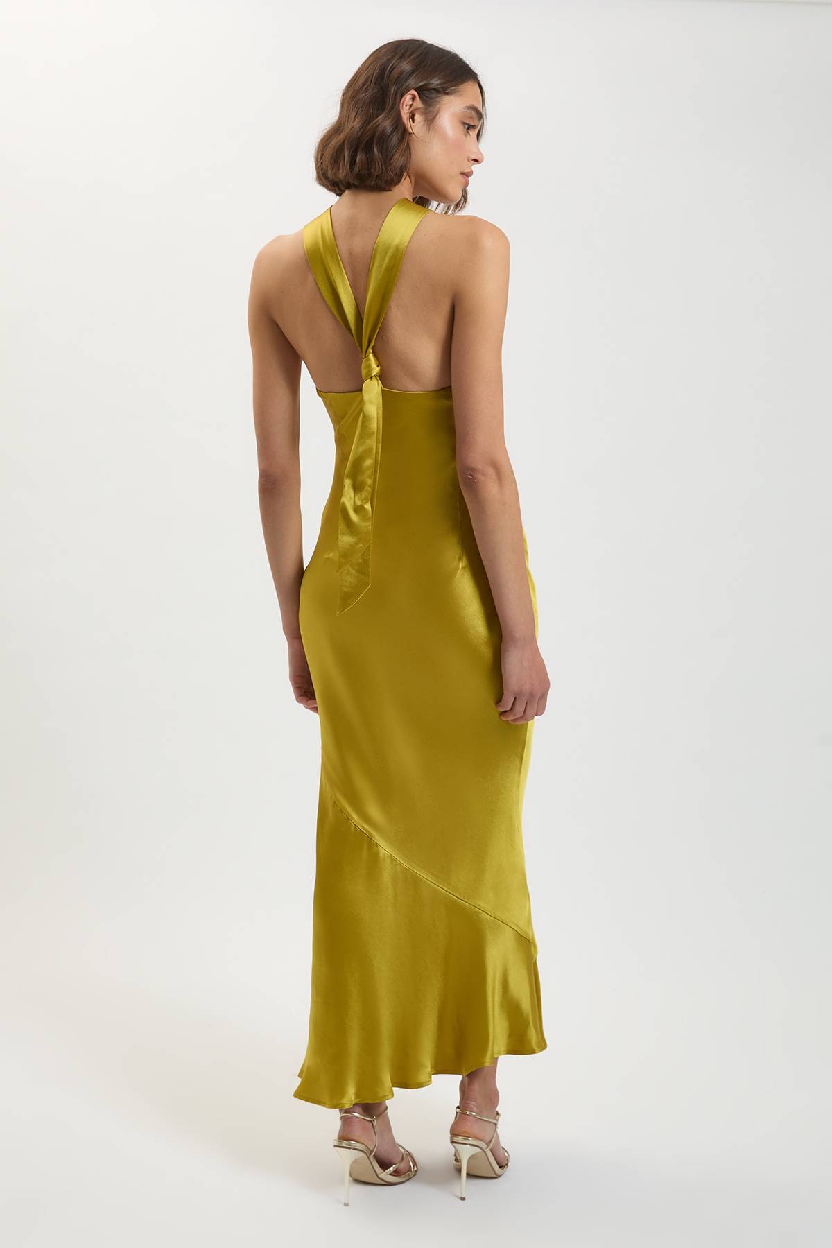 KarenMillen Robe Longue Dos Nu En Satin De Viscose Avec Anneau Au Col