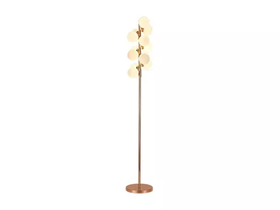 Lampadaire moderne doré à sphères en verre blanc - Ambrosia