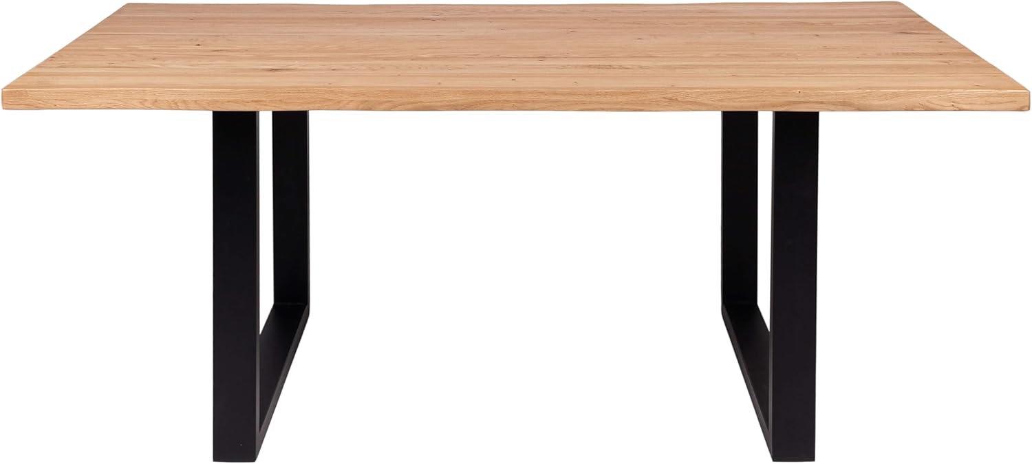 Krok Wood Esstisch Dublin aus Massivholz mit Metallbeine (Eiche, 180 x 100 x 75 cm)