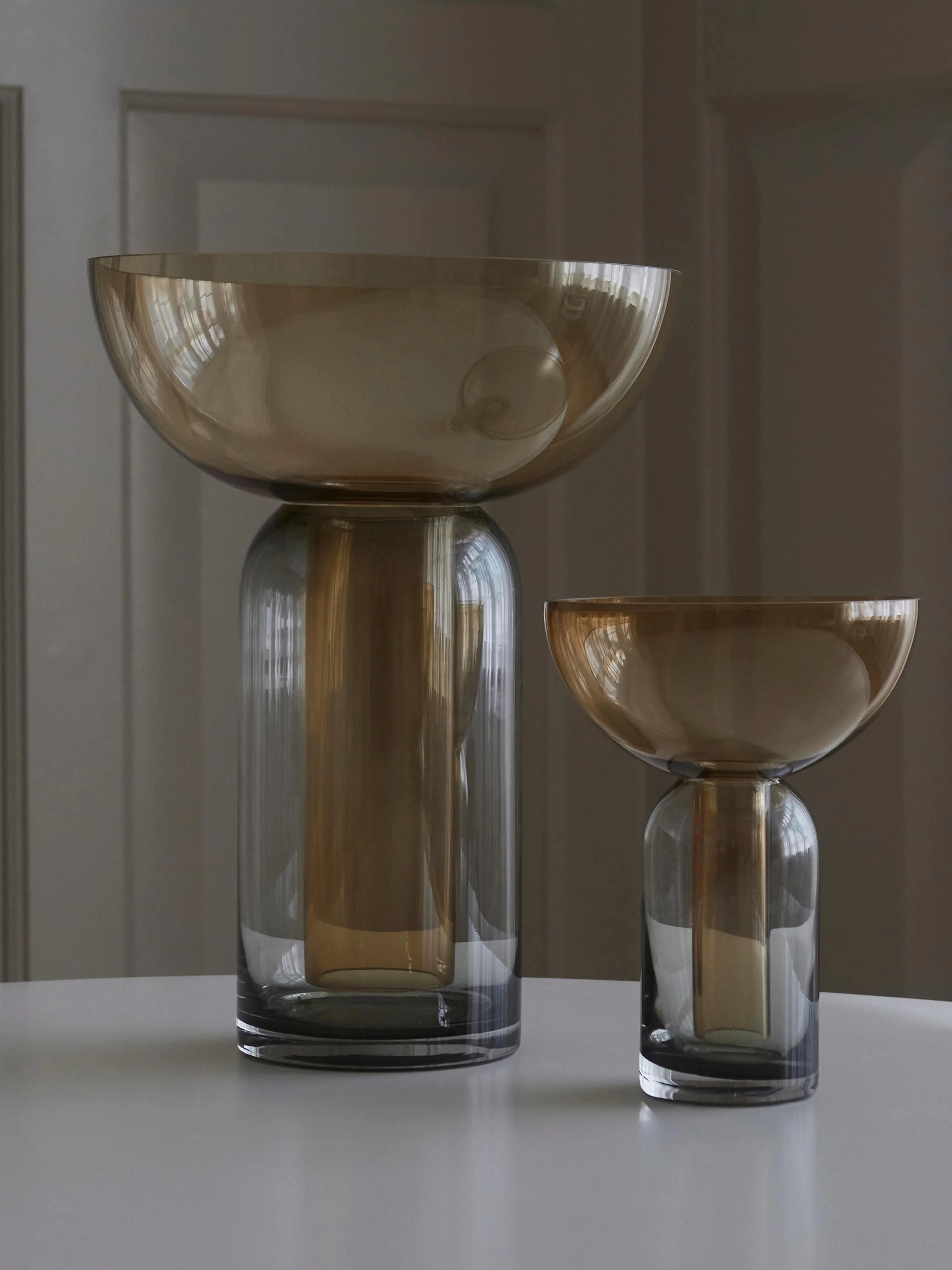 Mondgeblazen glazen vaas Torus, H 20 cm