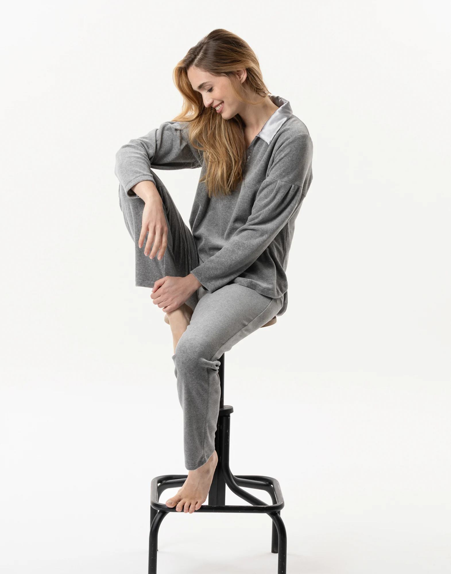 VELVET 802 - Pyjama en velours | Gris