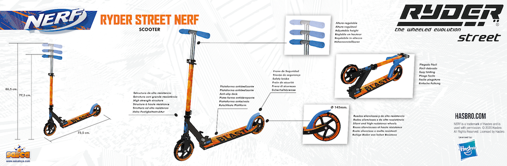 Patinete Ryder Street Nerf de 2 rodas (3296)