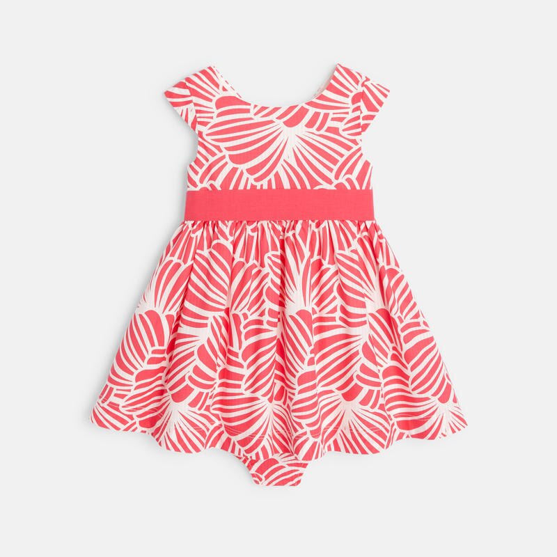 Robe de cérémonie impression graphique et bloomer rose bébé fille Rose