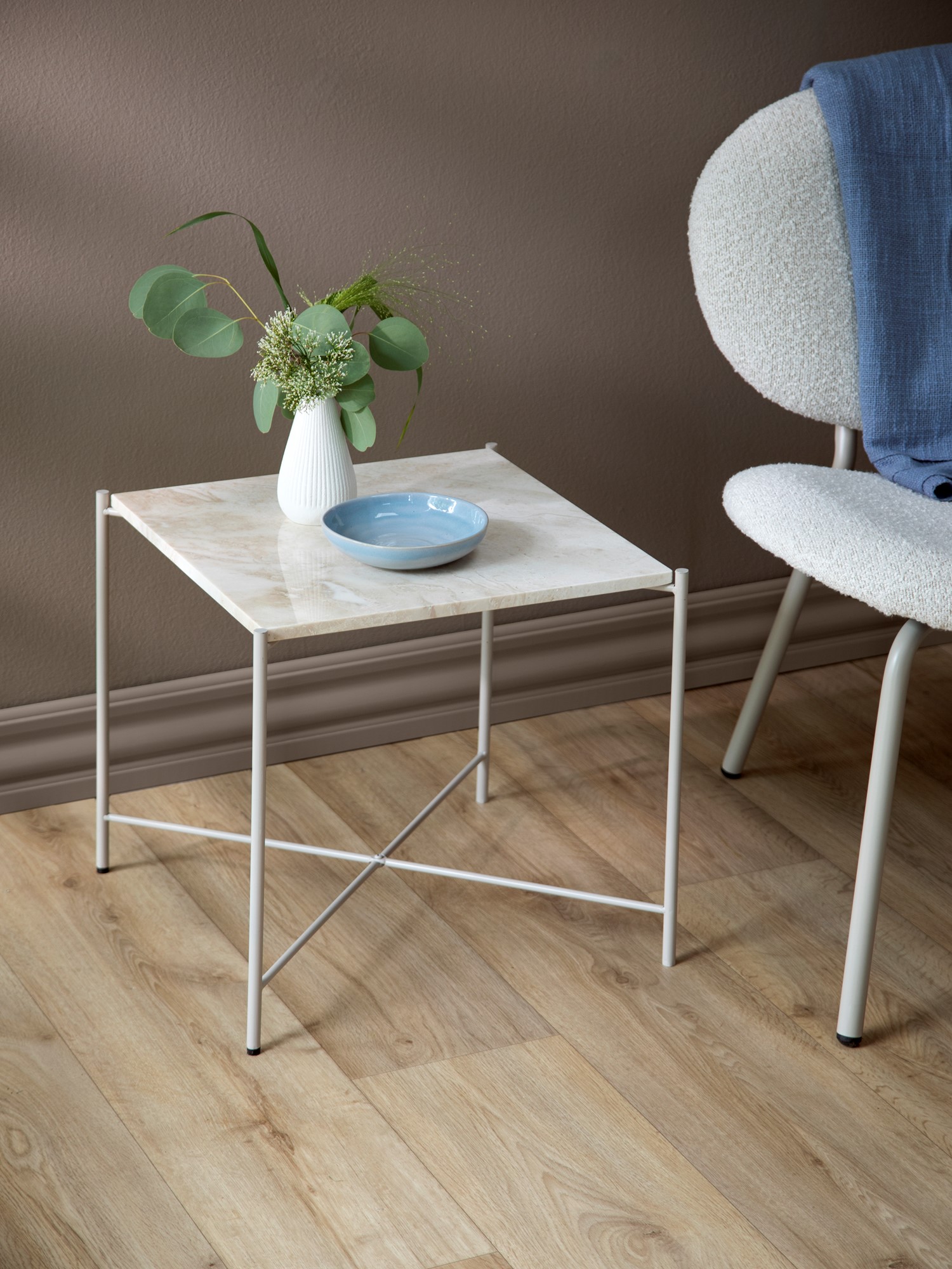 Sidebord | Marmor/jern. 40 x 40 x 40 cm. | Off White
