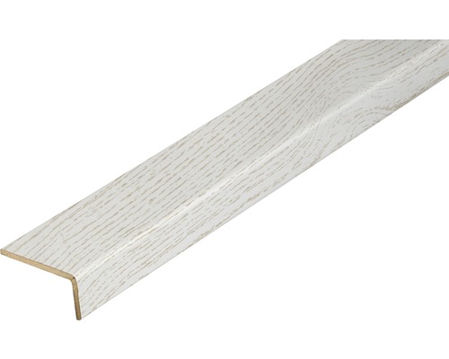 Hoeklijst, essen, wit, 22x44x2600 mm